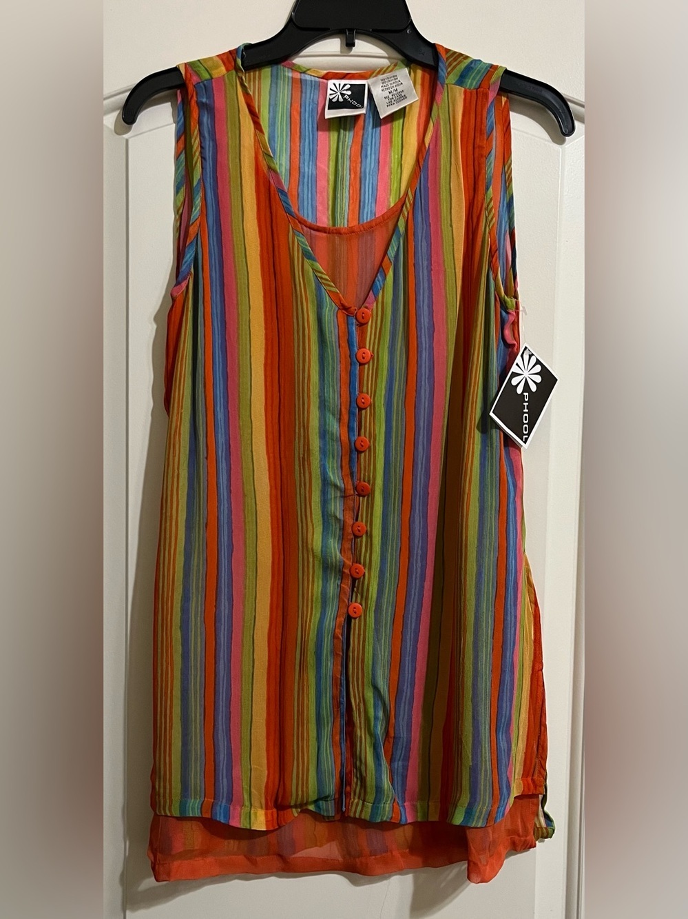 NWT Phool Women’s Vibrant Multicolored Striped Sleeveless Top Blouse M